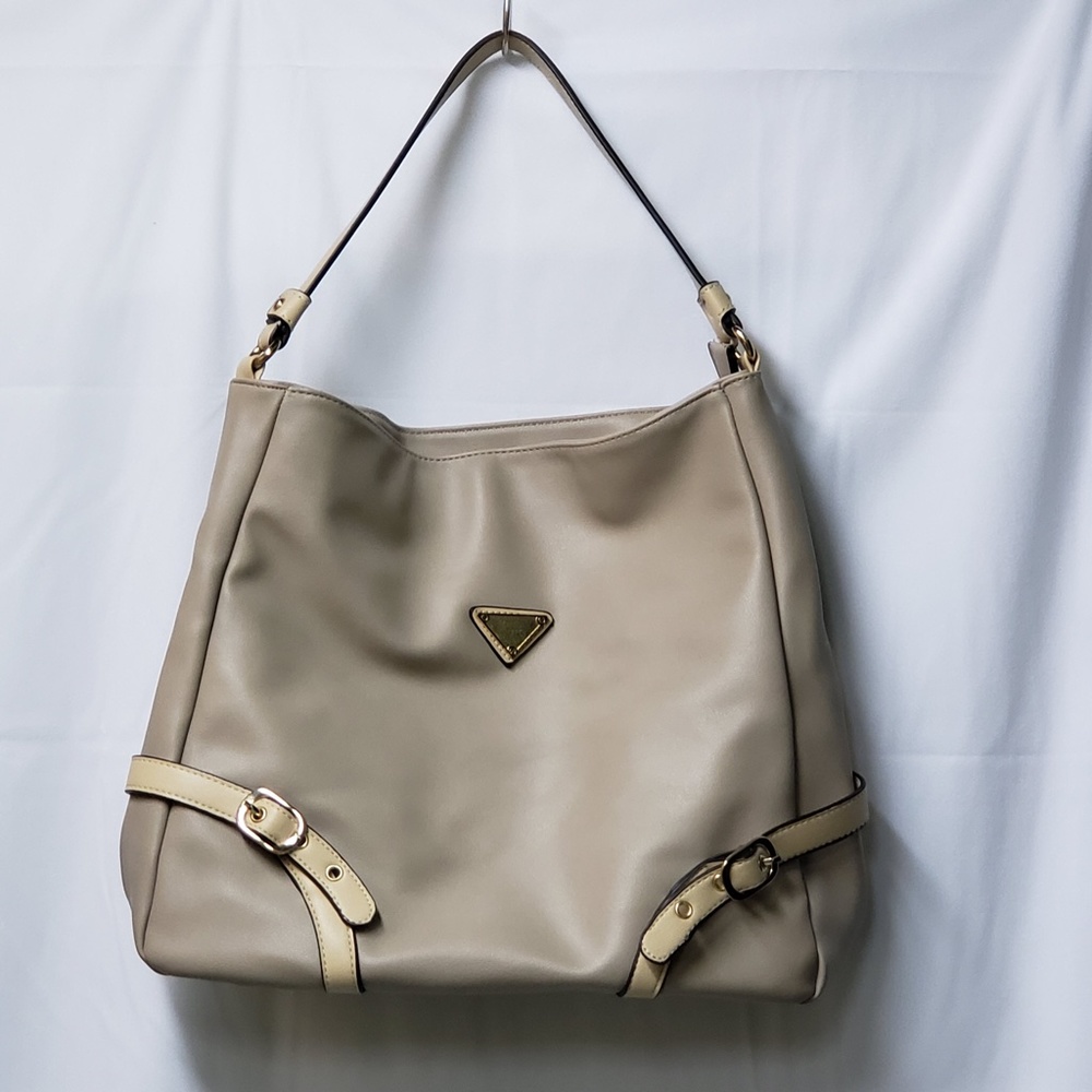 Large Vegan Leather Beige Colour Handbag